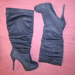 Black Suede Stiletto Boots